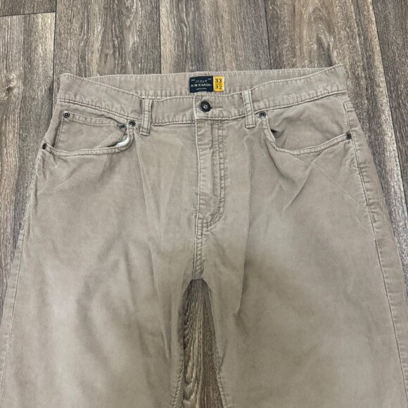 J Crew Corduroy Pants Men's 33x32 Brown Khaki Slim Straight 5-Pocket Preppy - Picture 5 of 6
